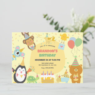 Cute party animals invitation