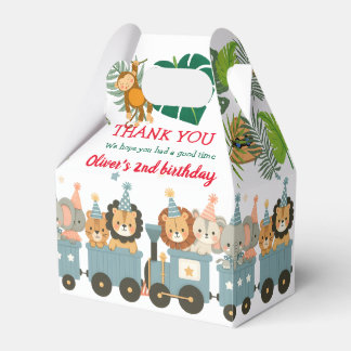 Cute Party Animals on Train Personalized Favor Boxes