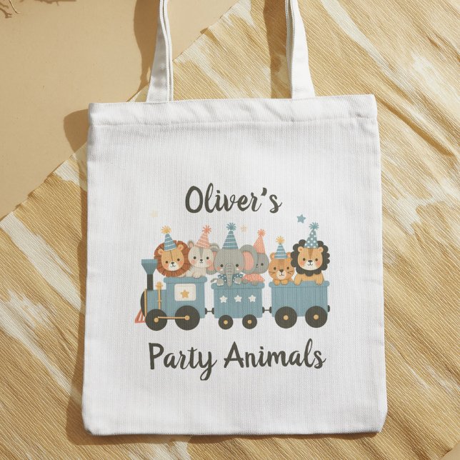 Cute Party Animals on Train Personalized Tote Bag (Creator Uploaded)