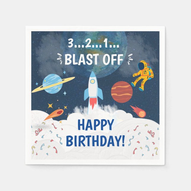  Cute Party Astronaut theme Birthday Napkins (Front)