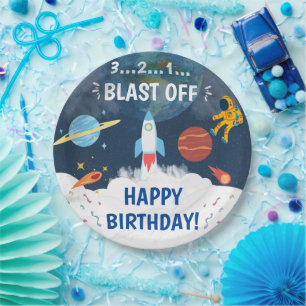 Cute Party Astronaut theme Birthday Paper Plates