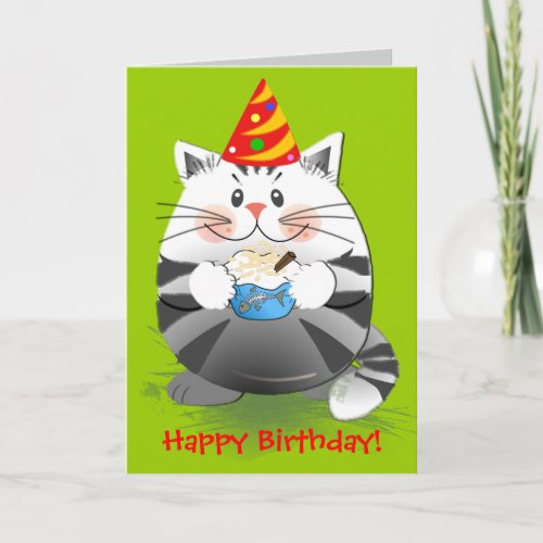 Cute Party cat birthday card