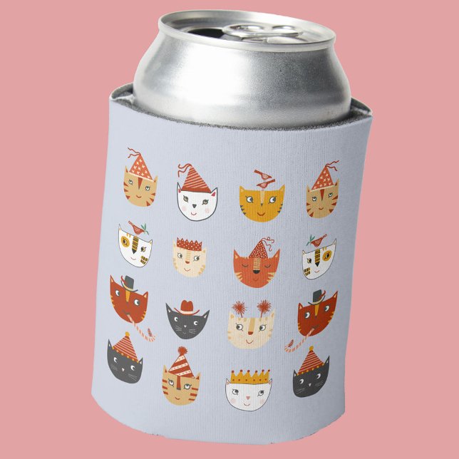 Cute Party Cat Can Cooler (Fun party cat can cooler for animal lovers)