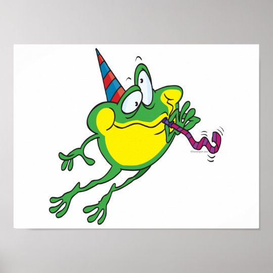 cute party frog cartoon poster | Zazzle.com