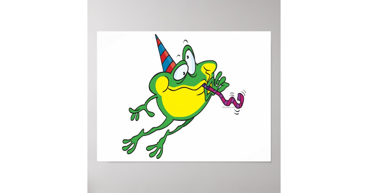 cute party frog cartoon poster | Zazzle.com