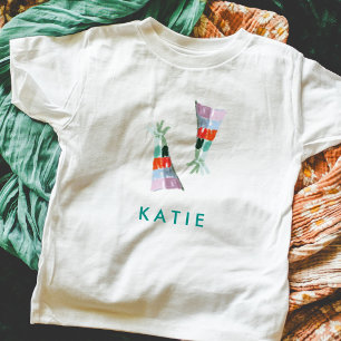 Cute Party Hat Illustration Personalized Name Baby T-Shirt