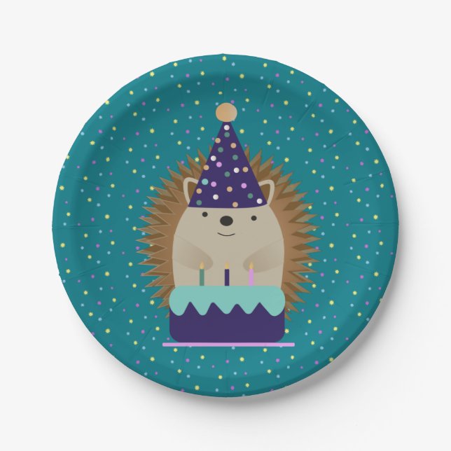 Cute Party Hedgehog Paper Plates (Front)