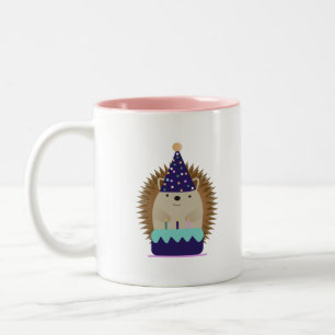 Cute Party Hedgehog Two-Tone Coffee Mug