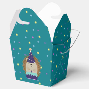 Cute Party Hedgehog with a Confetti Background Favor Boxes