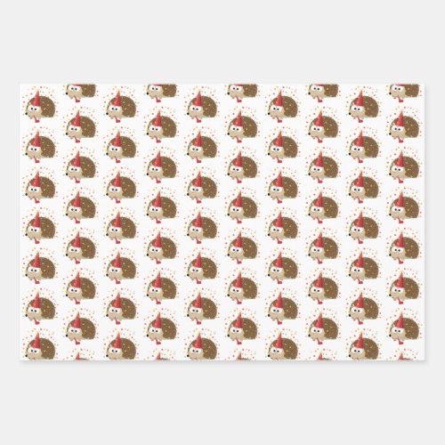 Cute  Party Hedgehog Wrapping Paper Sheets