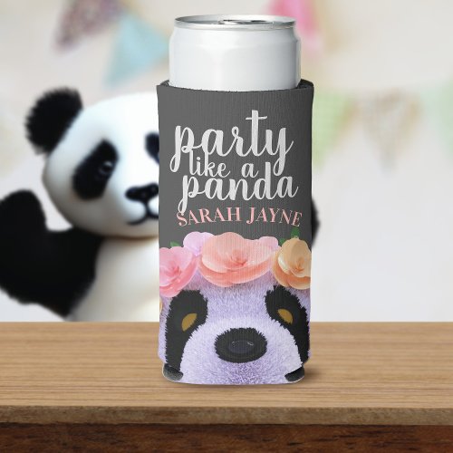 Cute Party like a Panda Name Seltzer Can Cooler