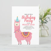 Cute Party Llama and Balloon Birthday Invitation (Standing Front)