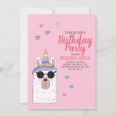 Cute Party Llamacorn Birthday Invitation (Front)