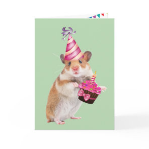 Cute Party Mouse And Cupcake Birthday Card