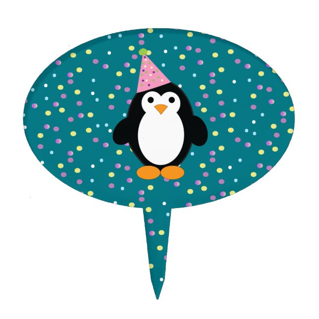 Cute Party Penguin Cake Topper (Front)