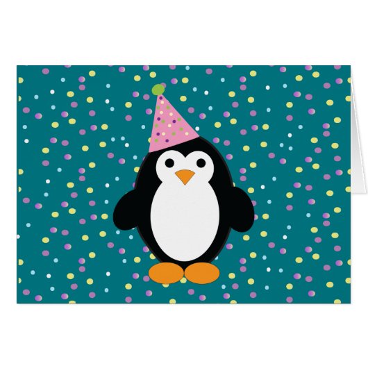 Cute Party Penguin Cards (Front Horizontal)
