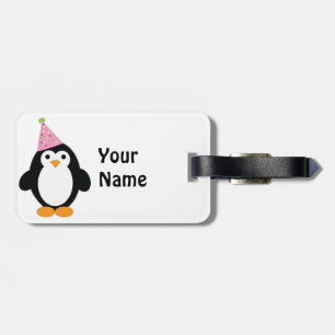Cute Party Penguin Luggage Tag