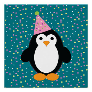 Cute Party Penguin Poster