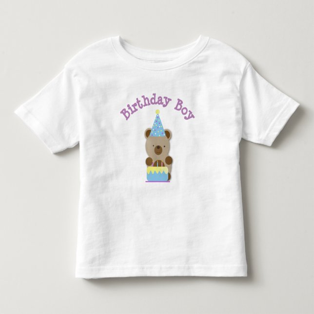 Cute Party Teddy Bear Birthday Boy Toddler T-shirt (Front)