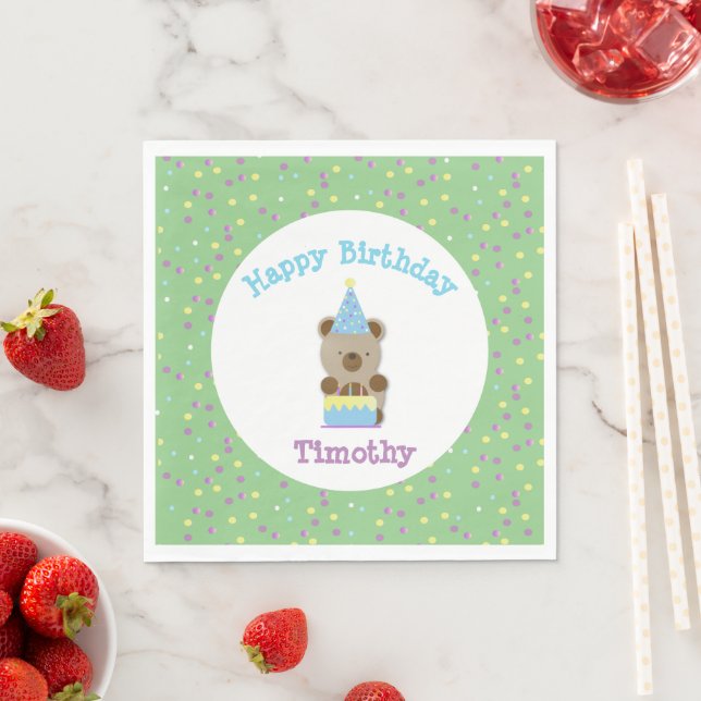 Cute Party Teddy Bear Birthday  Napkins (Insitu)