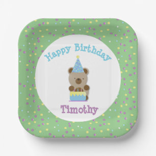 Cute Party Teddy Bear Birthday  Paper Plates