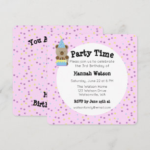 Cute Party Teddy Bear Birthday Party Invitation
