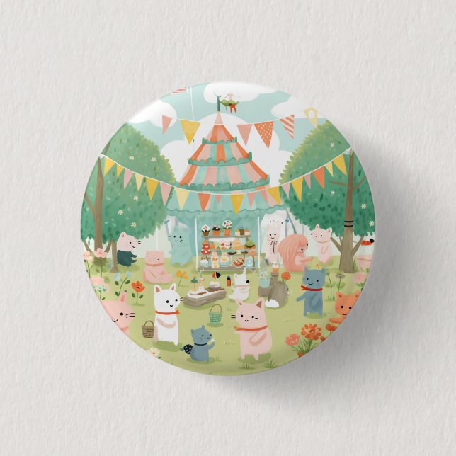 Cute party themed. Birthday Button (Front)
