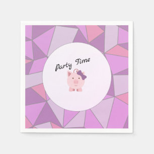 Cute Party Time Girl Pig Napkins