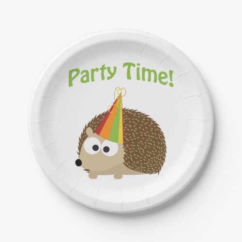 Cute Party Time Hedgehog Paper Plates