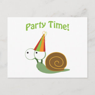 Cute Party Time Snail Invitation Postcard