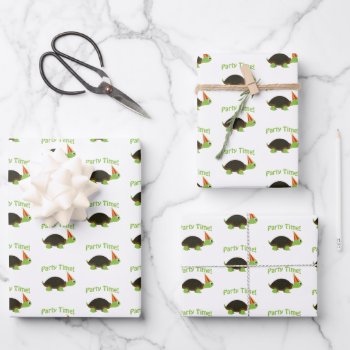 Cute Party Time Turtle Wrapping Paper Sheets by Egg_Tooth at Zazzle