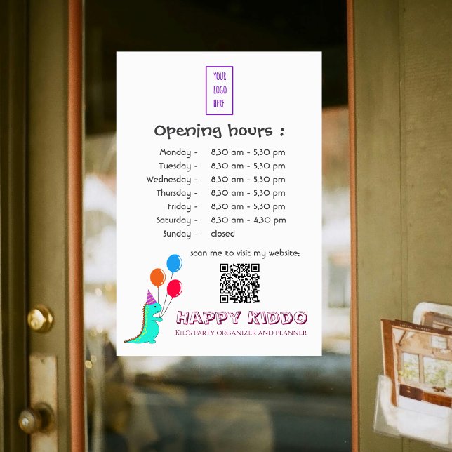 Cute Party Trex with Balloons Kid's party Planner  Window Cling (Creator Uploaded)