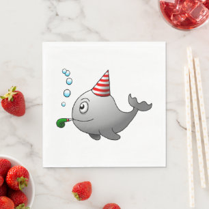 Cute Party Whale Birthday Napkins