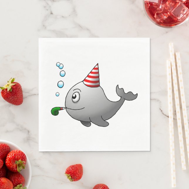 Cute Party Whale Birthday Napkins (Insitu)
