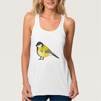 Cute Parus Major Bird Cartoon Illustration Tank Top