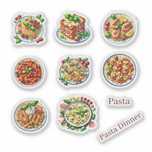 Cute pasta dinner food lovers sticker (Front)