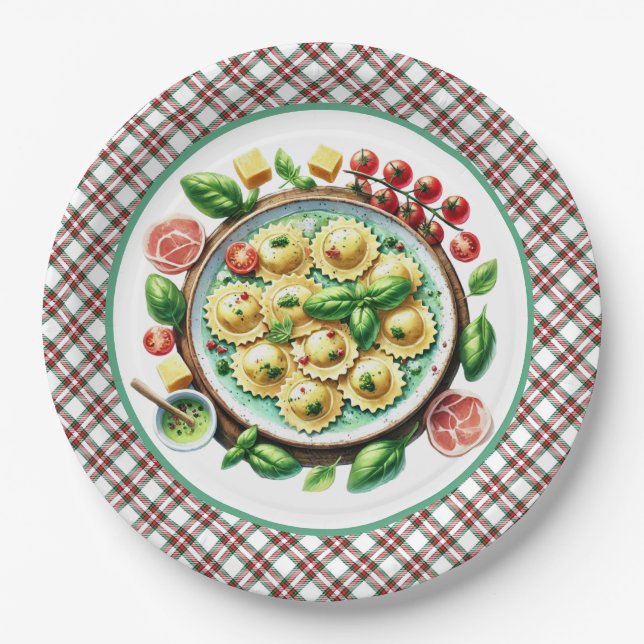Cute pasta lovers dinner paper plates (Front)