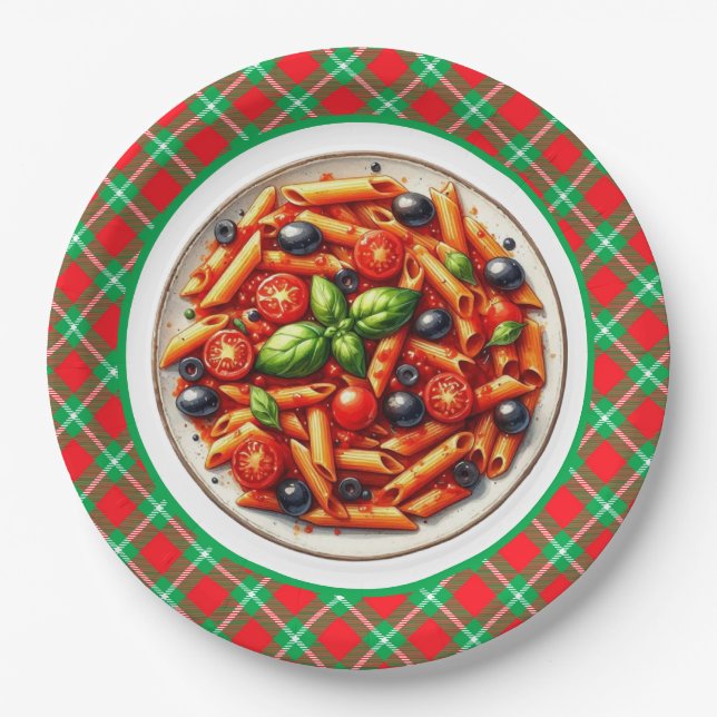 Cute pasta lovers dinner paper plates (Front)