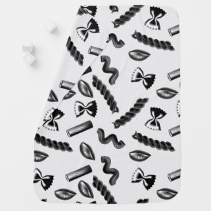Cute Pasta Pattern Minimal Food Illustration Gray Baby Blanket