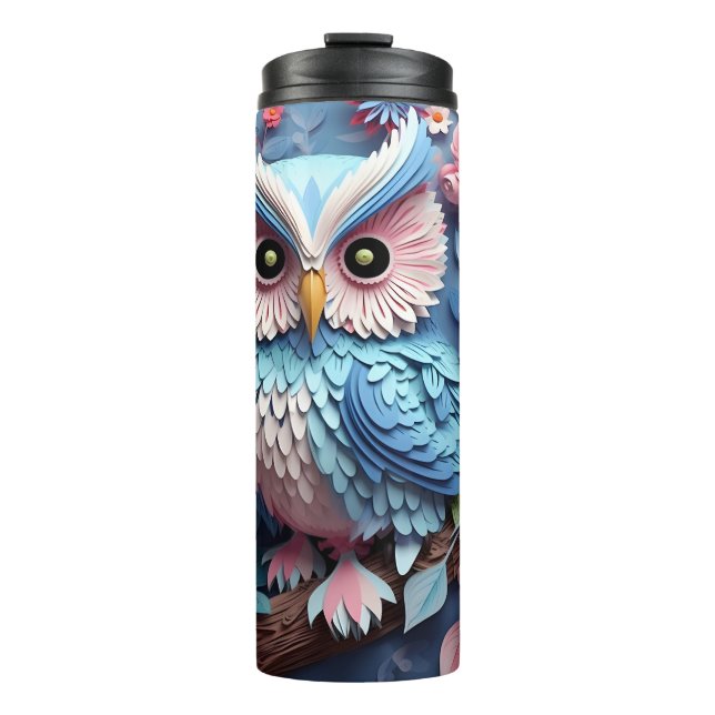 Cute Pastel 3D Owl Thermal Tumbler (Front)