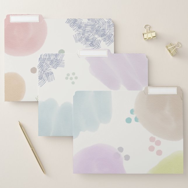 Cute Pastel Abstract Brush strokes File Folder (Set)