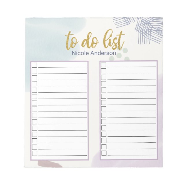 Cute Pastel Abstract Brush Strokes To Do List Notepad (Front)