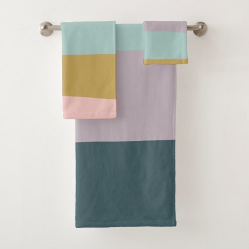 Cute Pastel Abstract Color Block Geometric Art Bath Towel Set