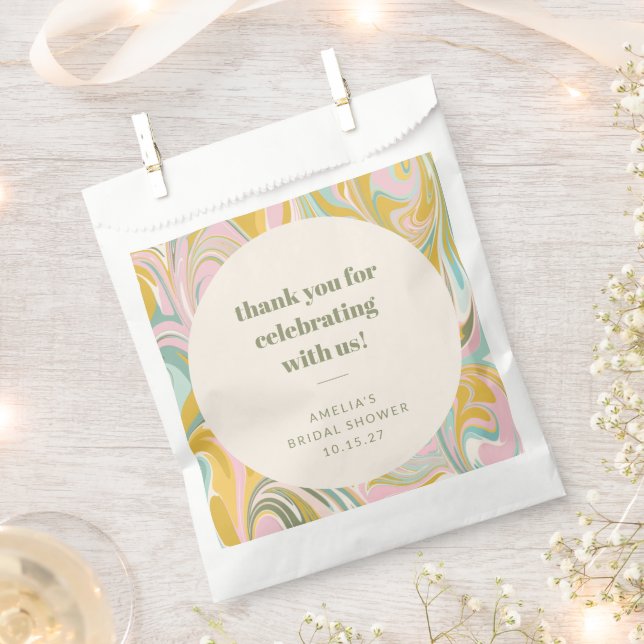 Cute Pastel Abstract Custom Bridal Shower Thanks Favor Bag (Clipped)