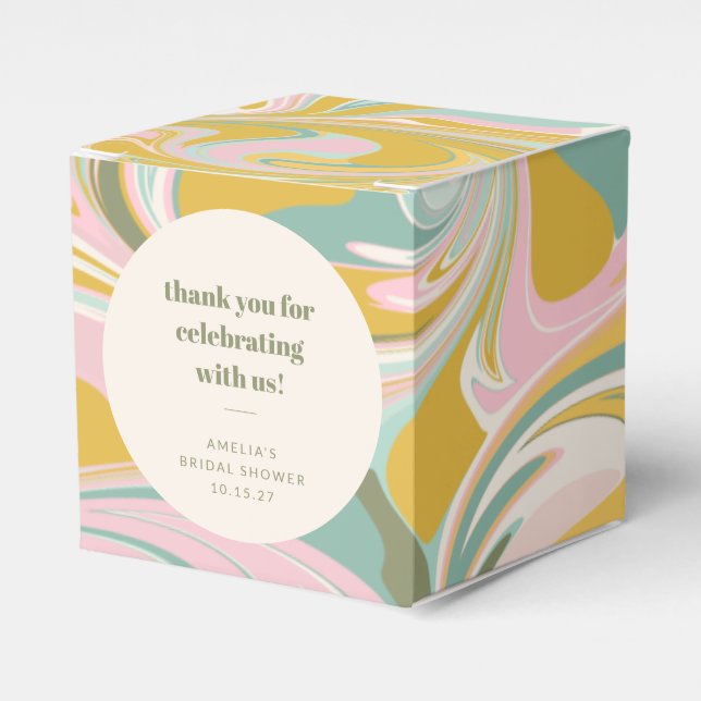 Cute Pastel Abstract Custom Bridal Shower Thanks Favor Boxes (Front Side)