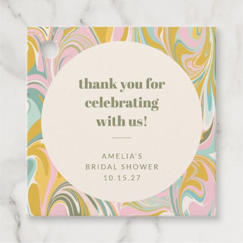 Cute Pastel Abstract Custom Bridal Shower Thanks Favor Tags
