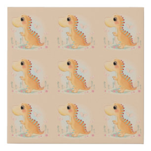 Cute Pastel Adorable Baby Dinosaur Faux Canvas Print