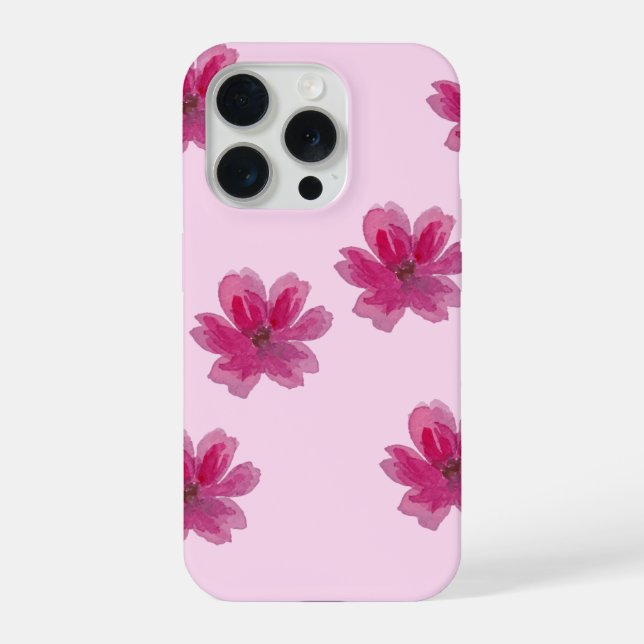 Cute Pastel Aesthetic Floral Pattern iPhone 15 Pro Case (Back)
