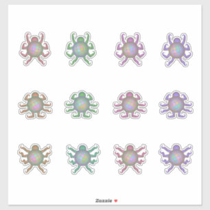Cute pastel alien creature sticker sheet