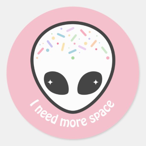 Cute Pastel Alien Head Classic Round Sticker